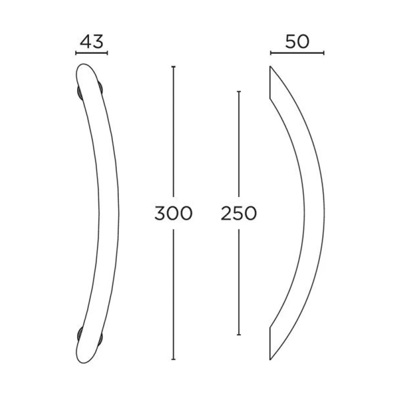 Λαβές Εξώπορτας Convex σειρά 0129 Νίκελ ματ (Μήκος 30cm)