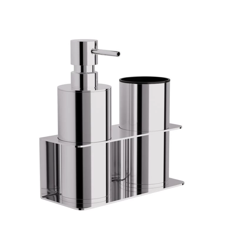 Επιτοίχια Dispenser & Ποτηροθήκη - Chrome, Pam & Co, W17 x D7 x H19 (cm), 80-001