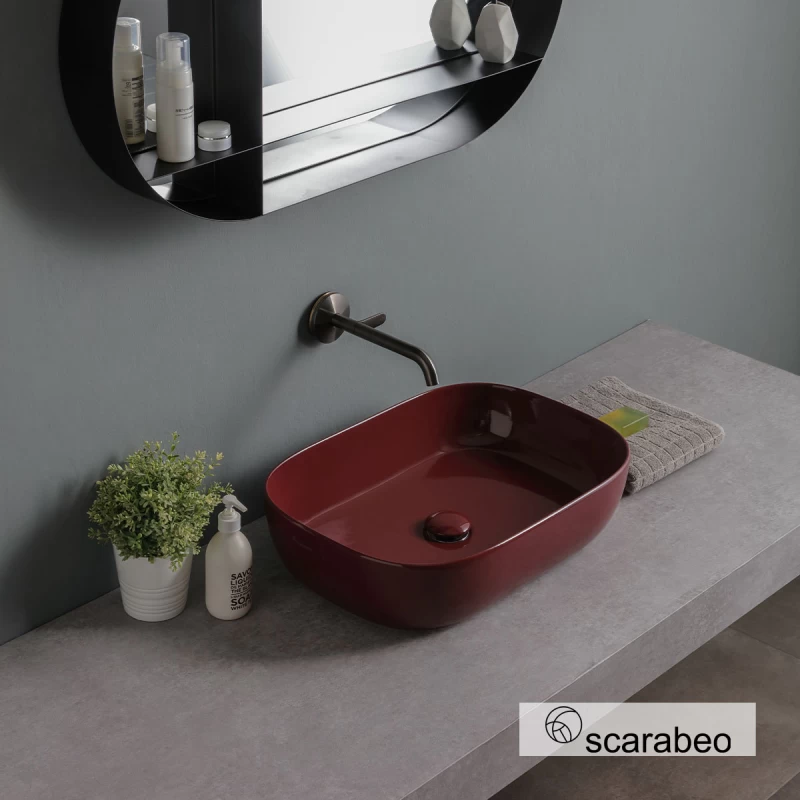 Νιπτήρας Επικαθήμενος Scarabeo Glam 502-1804-830 Cherry Glossy (56x39cm)