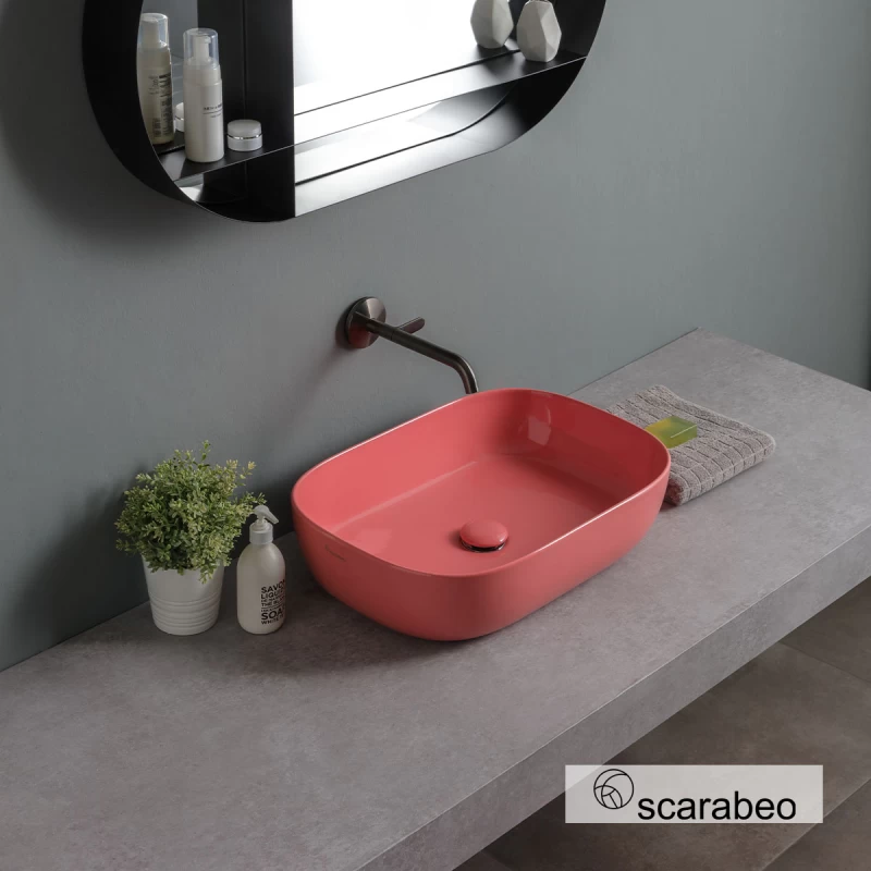 Νιπτήρας Επικαθήμενος Scarabeo Glam 502-1804-820 Peach Glossy (56x39cm)