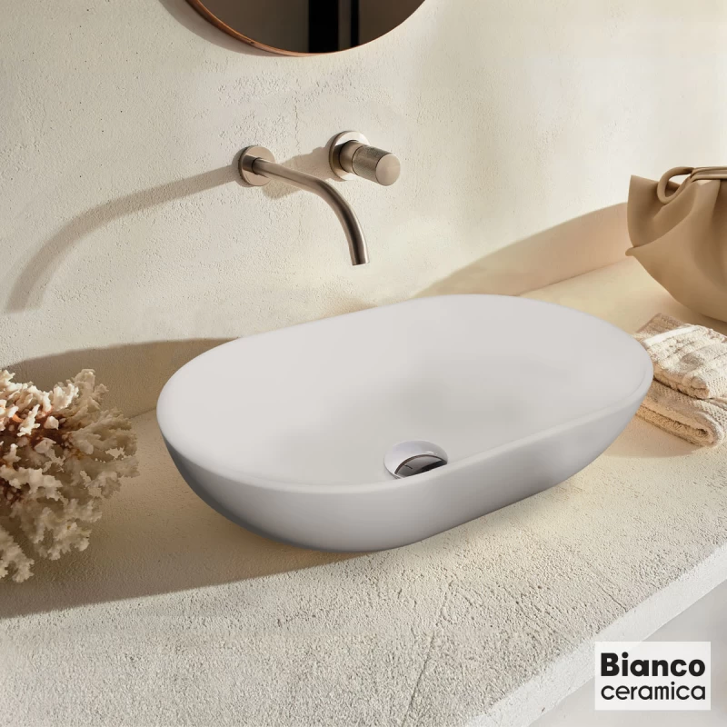 Νιπτήρας Επικαθήμενος Bianco Ceramica Loop 514-32055-301 Ματ Λευκό (57.5x36.5cm)