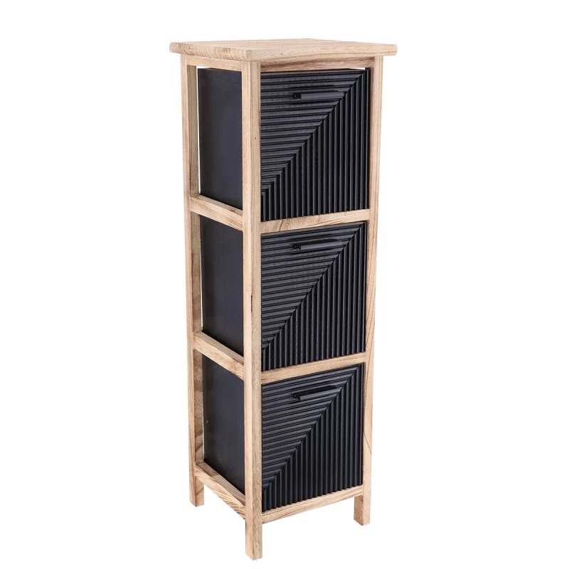 Έπιπλο mdf με 4 συρτάρια σειρά 9702 Μαύρο Bamboo (25x25x77cm)