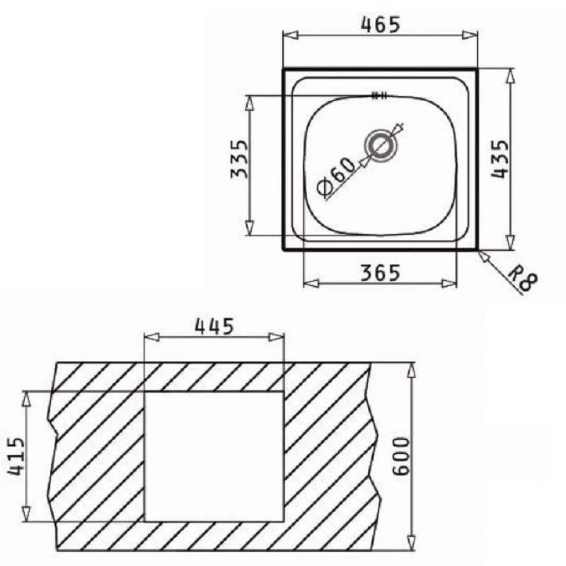 Νεροχύτες Pyramis Basic E33 (46.5x43.5cm) 1B -(100139601) Σατινέ