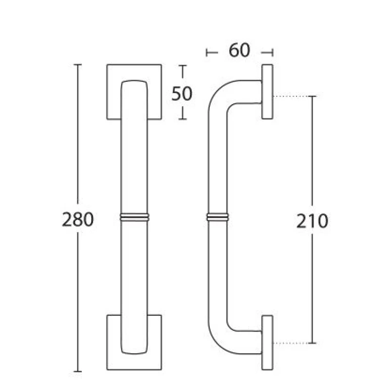 Λαβές Εξώπορτας Convex σειρά 1105 Νίκελ ματ (Μήκος 28cm)