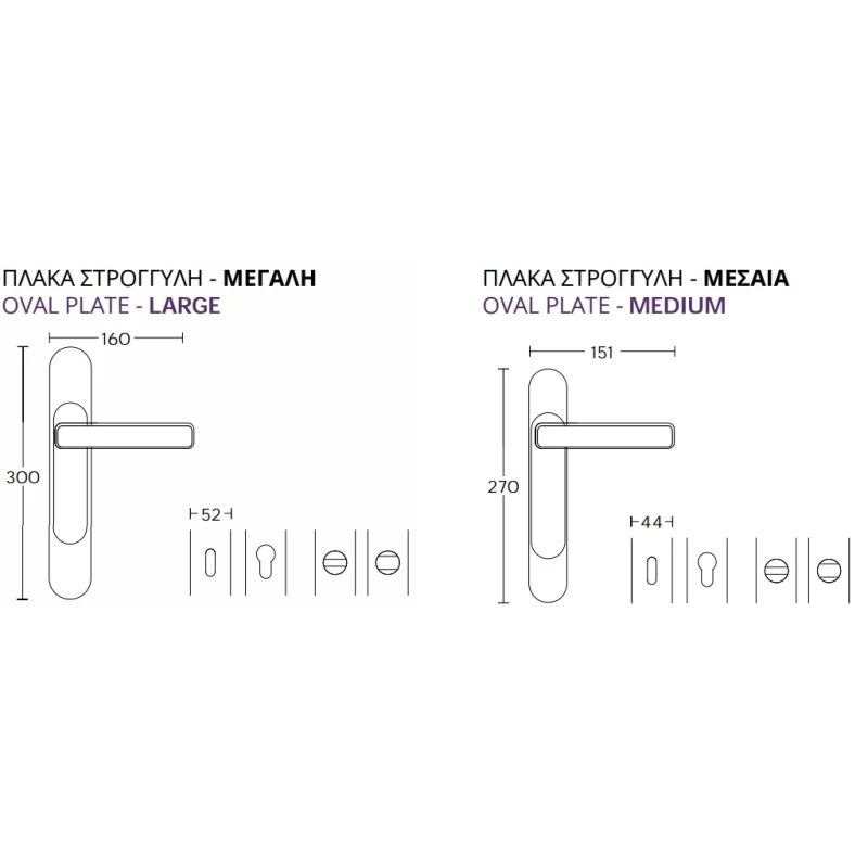 Πόμολα Πόρτας Convex χειρολαβές με πλάκα 2015 Νίκελ ματ/Χρώμιο