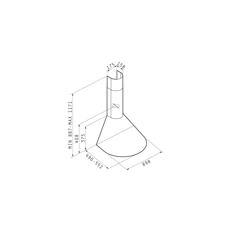 Απορροφητήρας Pyramis Καμινάδα Στρογγυλή 90cm σε Ανοξείδωτο -(065017901)