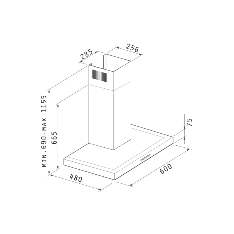 Απορροφητήρας Pyramis Agilo 60cm σε Ανοξείδωτο -(065036301)