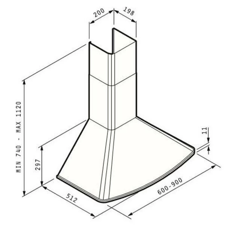 Απορροφητήρας Pyramis Καμινάδα Οβάλ 90cm σε Ανοξείδωτο -(065030501)