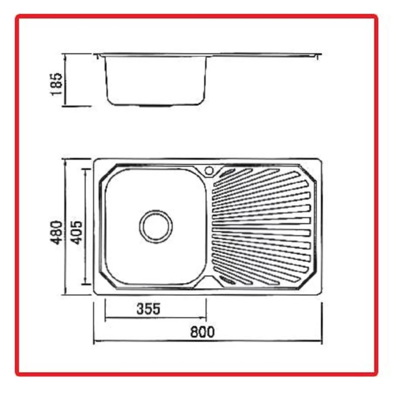 Νεροχύτες Ανοξείδωτοι Gloria σειρά Fare Minox 20-0470 (80x50cm) Κολλητή Γούρνα