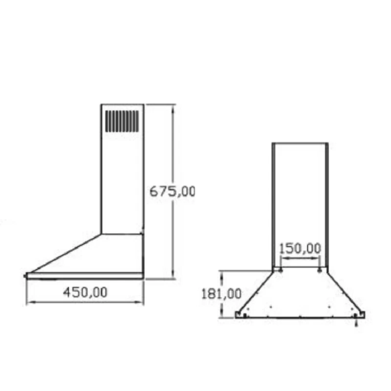 Απορροφητήρας Καμινάδα 60cm Karag σειρά CTW10 Ανοξείδωτο ματ