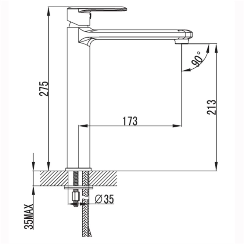 Μπαταρία Ψηλή Νιπτήρα Karag σειρά Pearl ZQ16R28 σε Χρωμέ (Ύψος 27.5cm)