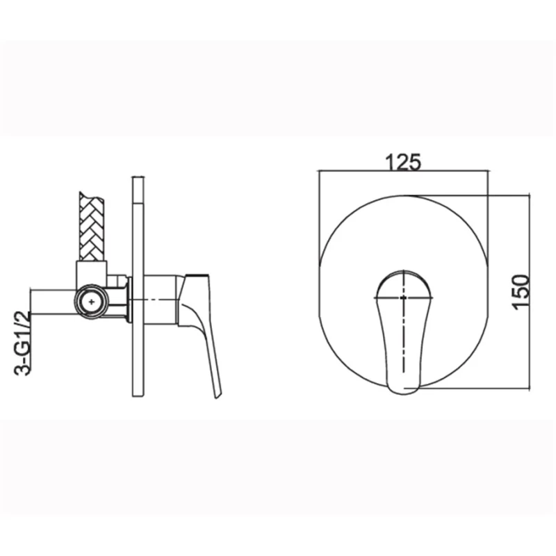 Μπαταρία Ντουζιέρας Εντοιχισμού Karag New Rosa 7955A-1 σε Χρωμέ