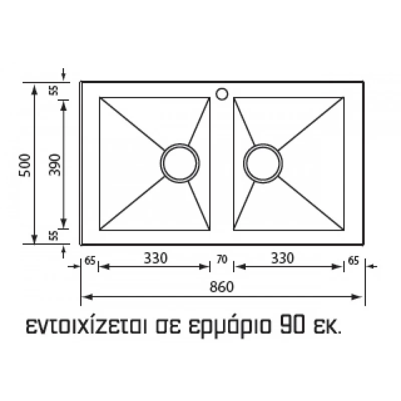 Νεροχύτες Sanitec 10904 Punto Quantra (86x50cm) Σατινέ 