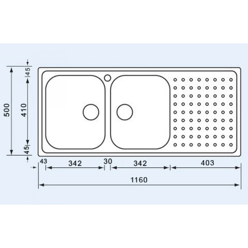 Νεροχύτες Sanitec 11107 Punto Plus (116x50cm) Σατινέ 