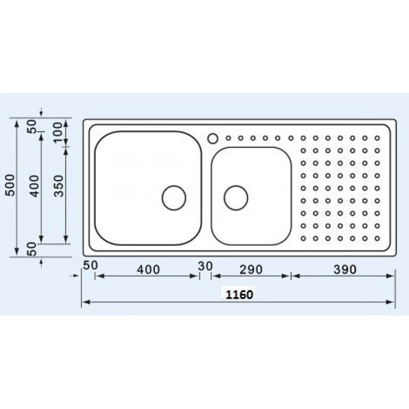 Νεροχύτες Sanitec 11117 Punto Plus (116x50cm) Σατινέ 