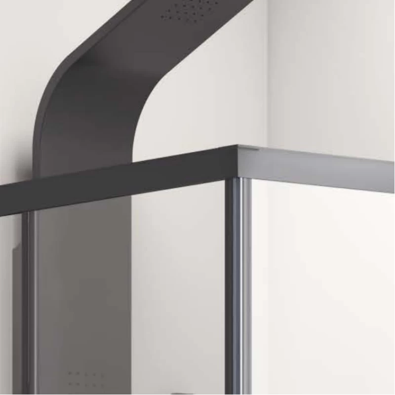 Καμπίνα Γωνιακή Διάφανη Karag Μαύρη ματ με 2 Συρόμενες Πόρτες & 2 Σταθερές σειρά Flora 100 Nero (σε 47 διαστάσεις με Ύψος 190cm)