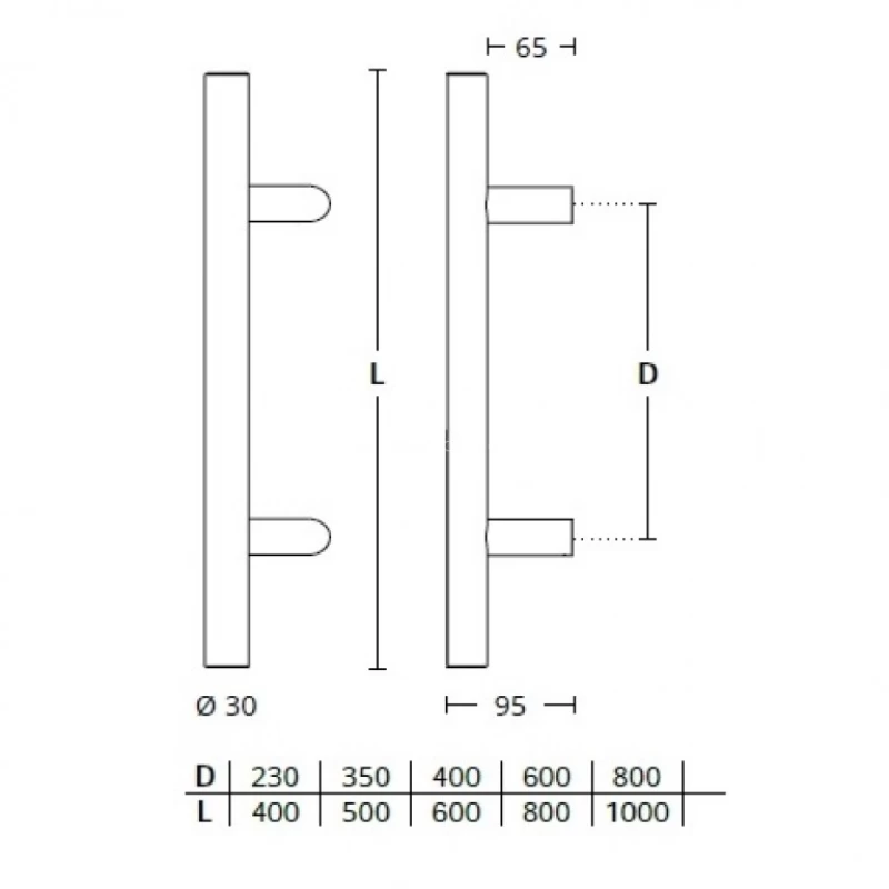 Λαβές Εξώπορτας Φ.30 Convex σειρά 1127 Μαύρο ματ (σε 5 διαστάσεις)