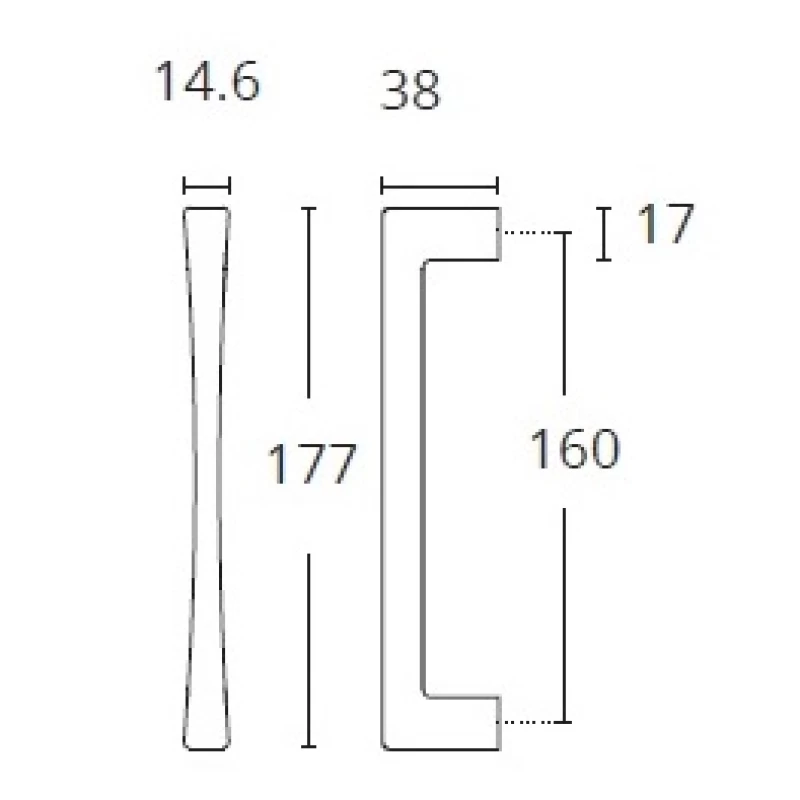 Λαβή Συρόμενης πόρτας Convex 1173-160 Χρώμιο Γυαλιστερό (Μήκος 17.7cm)