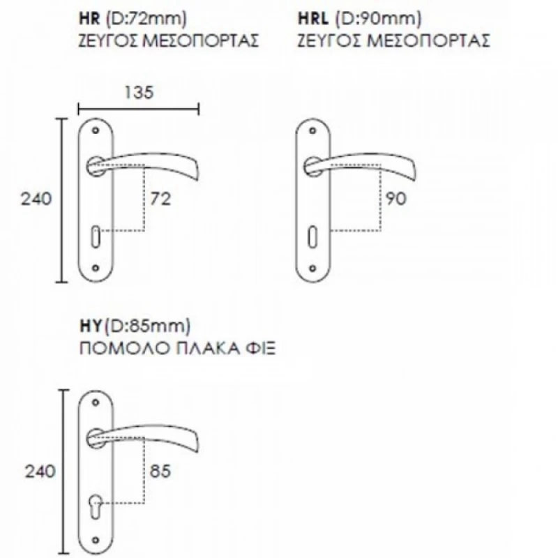 Πόμολα Πόρτας Conset χειρολαβές με πλάκα C1405 Όρο ματ