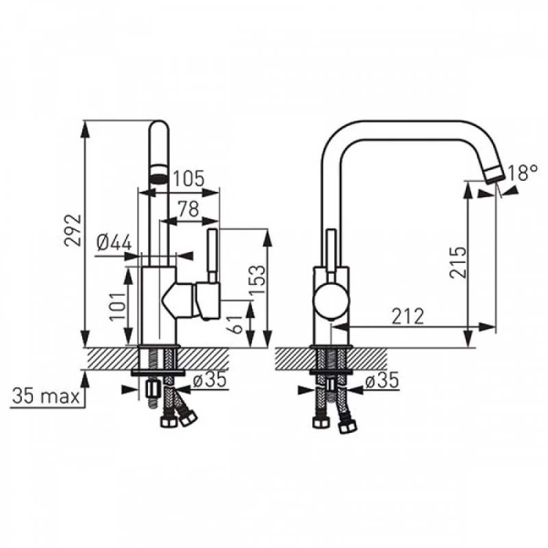 Μπαταρίες Κουζίνας Ferro σειρά Ratio BTI4 Χρωμέ (Ύψος 29.2cm)