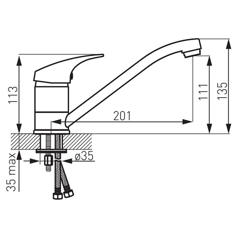 Μπαταρίες Κουζίνας Ferro σειρά One BF04 Χρωμέ (Ύψος 13.5cm)