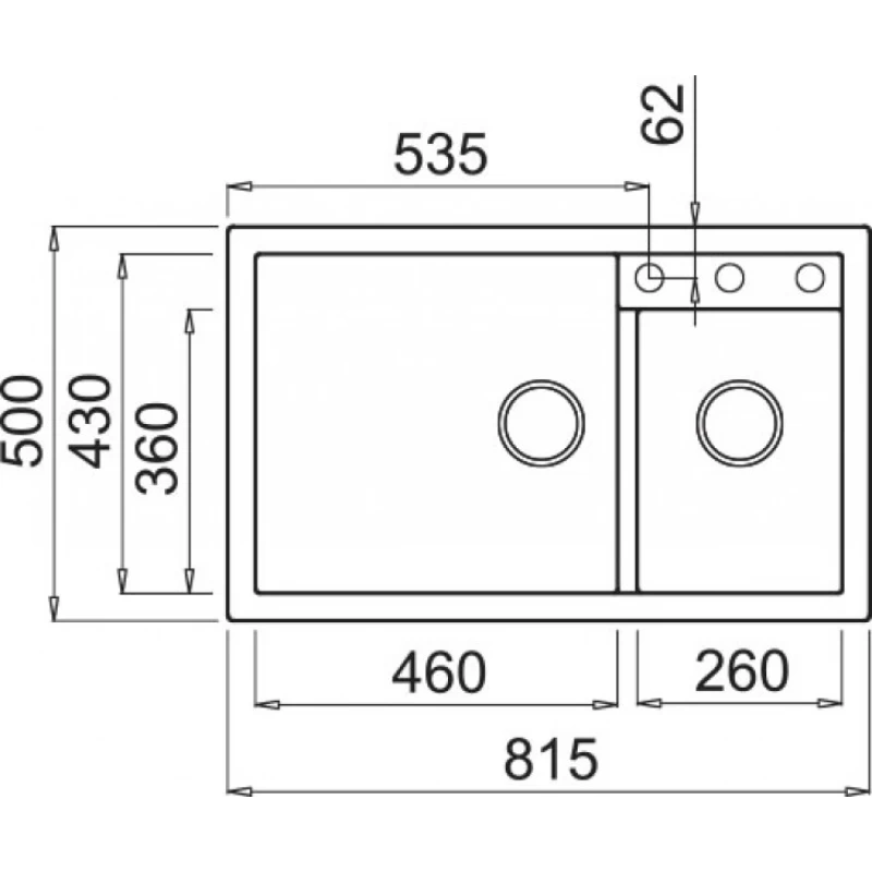 Νεροχύτες Γρανίτη Elleci σειρά Quadra 440 Μαύρο Nero G40 Granitek (81.5x50cm)