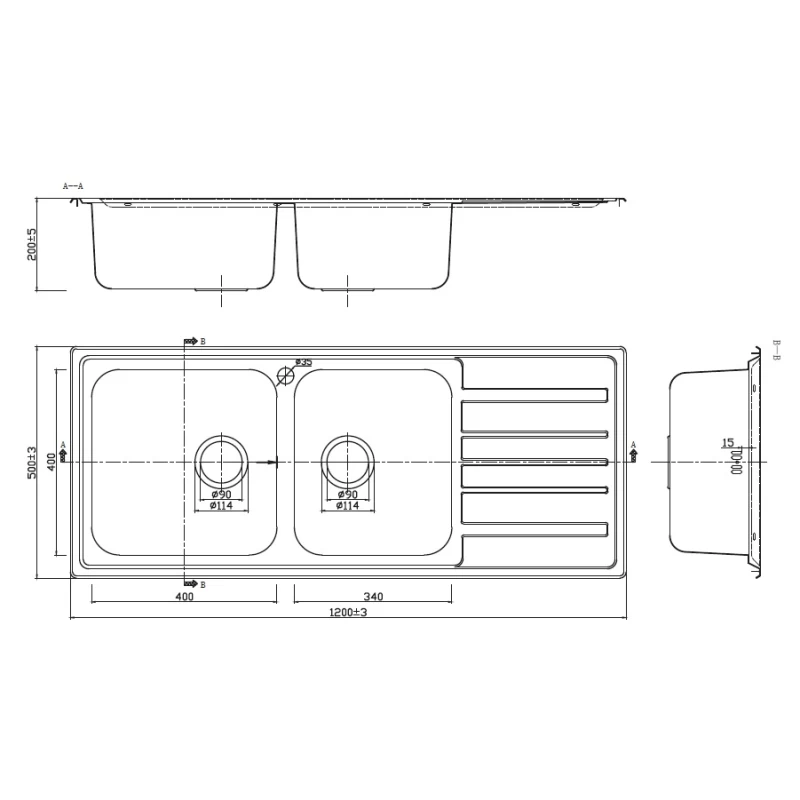 Νεροχύτης Ανοξείδωτος Karag σειρά BL-822 Σατινέ (119x49cm)