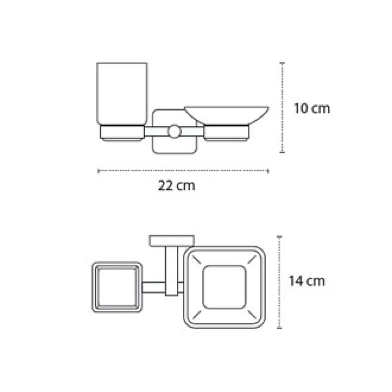 Ποτηροθήκη & Σαπουνοθήκη Karag Quattro Χρώμιο 4853 Inox (Αυτοκόλλητο ή Βιδωτό)