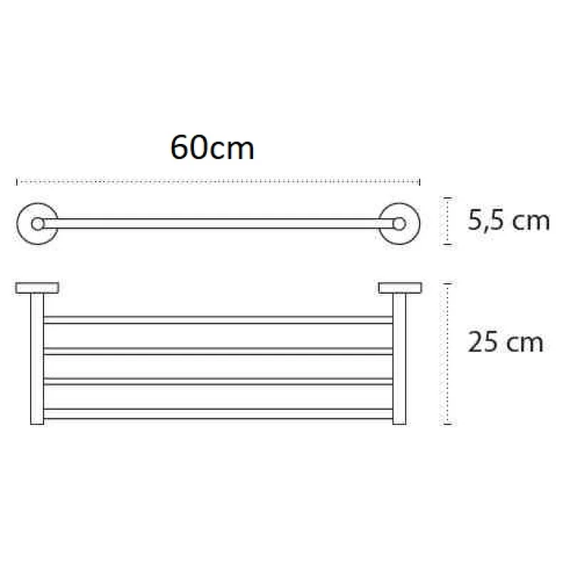 Ραφιέρα Πετσετών 60cm Karag Uno Cromo 9696 Inox (Αυτοκόλλητο ή Βιδωτό)