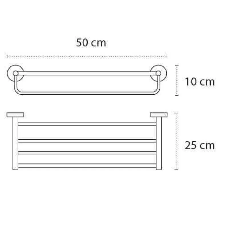 Ραφιέρα Πετσετών 50cm Karag Uno Cromo 9625 Inox (Αυτοκόλλητο ή Βιδωτό)