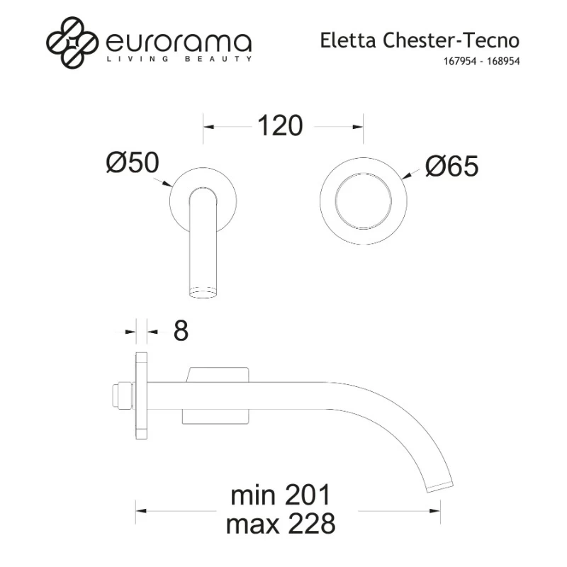 Μπαταρία Νιπτήρος Εντοιχισμού Eurorama Eletta Chester 168954-221 Μπρονζέ Βουρτσισμένο