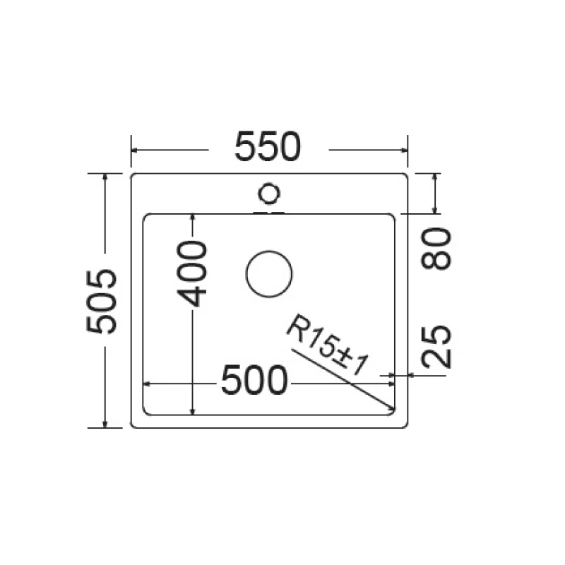 Νεροχύτης Ανοξείδωτος Fortinox Squadro 29055-110 (55x50.5) Satin Λείο