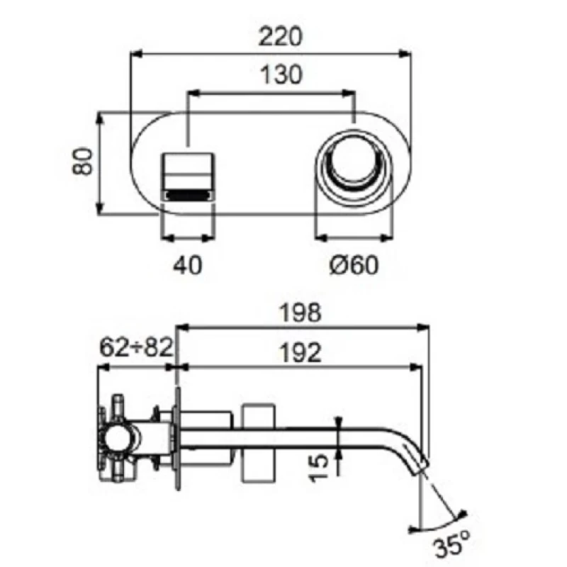 Μπαταρία Νιπτήρος Εντοιχισμού Armando Vicario Halo 515045-400 Μαύρο Ματ