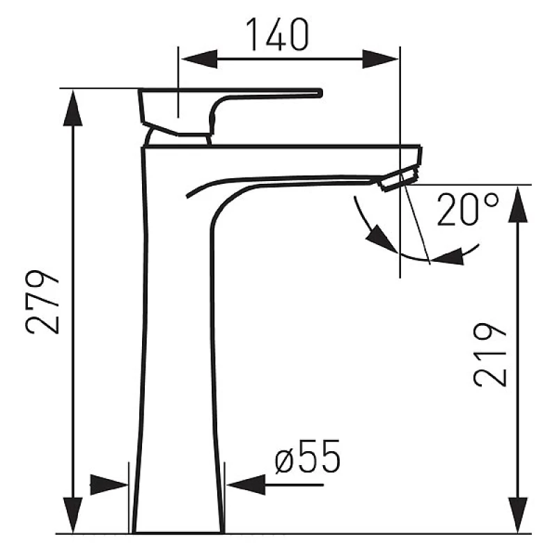 Μπαταρία Νιπτήρα Ψηλή Ferro σειρά Algeo Square BAQ2L Χρωμέ (Ύψος 27.9cm)