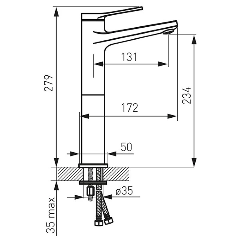 Μπαταρία Νιπτήρα Ferro σειρά Stratos BSC2L Χρωμέ (Ύψος 27.9cm)