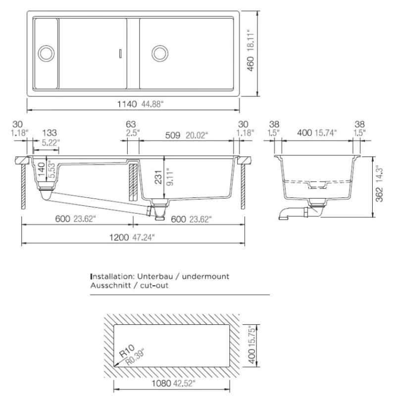 Νεροχύτης Schock Prepstation 81500-1442 SilverStone (114X46cm)