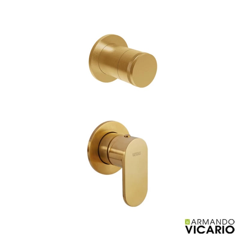 Σετ Ντουζ Εντοιχισμού Armando Vicario Slim Gold Brushed (με περιστροφικό εκτροπέα 2 Εξόδων)