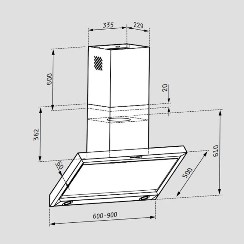 Απορροφητήρας Pyramis Specieto Μαύρο Γυαλί 90cm - (065039101)