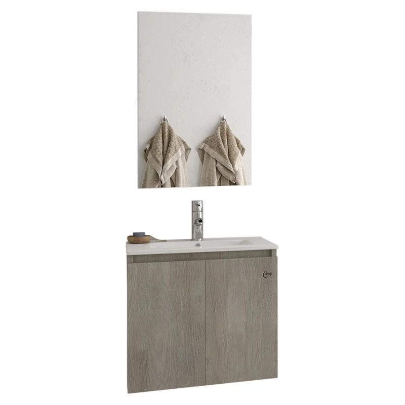 Έπιπλο με 2 Ντουλάπια & Απλό Καθρέφτη Drop Verona 55 Beige (55x33.5cm)