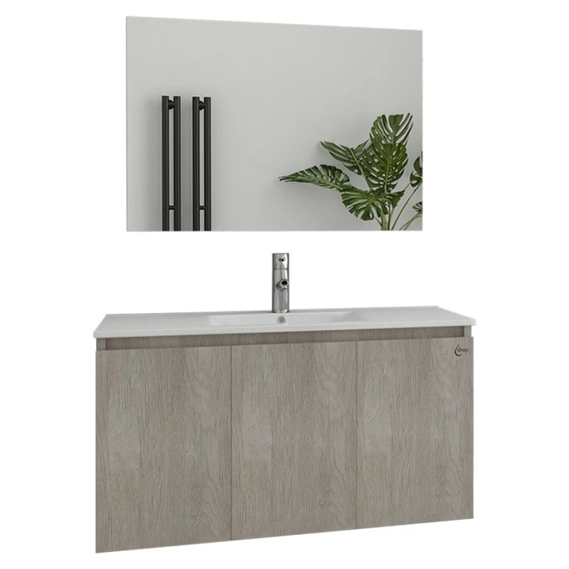 Έπιπλο με 3 Ντουλάπια & Απλό Καθρέφτη Drop Verona 90 Beige (90x45cm)