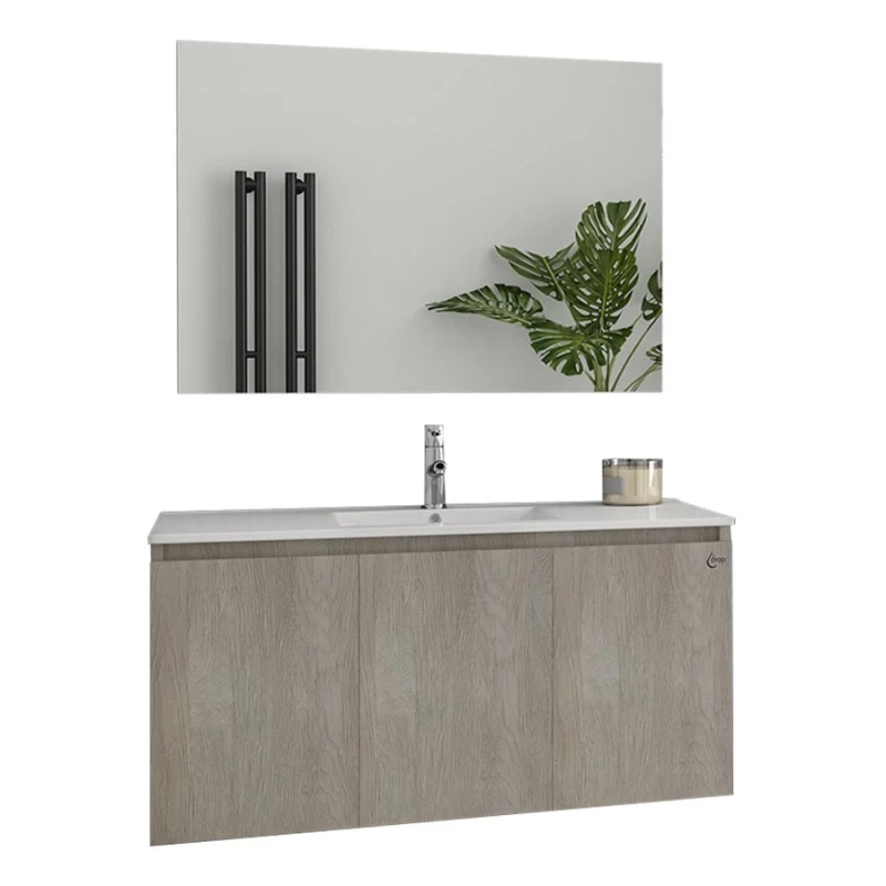 Έπιπλο με 3 Ντουλάπια & Απλό Καθρέφτη Drop Verona 100 Beige (100x45cm)