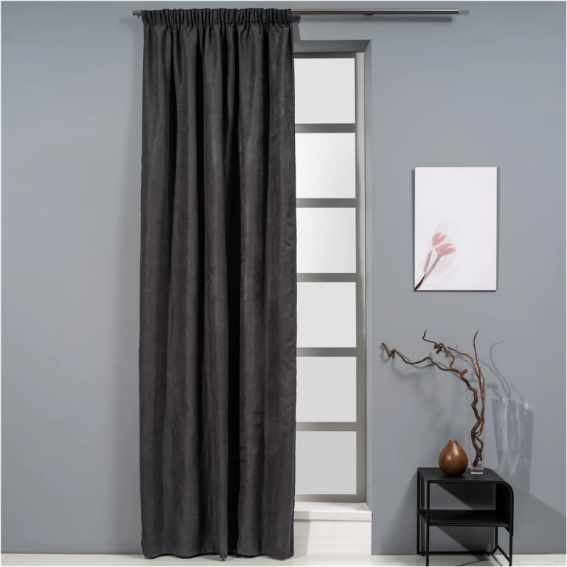 Κουρτίνα Σκούρο Γκρι Με Τρέσα 140x270cm Suede 10704 Artisti Italiani